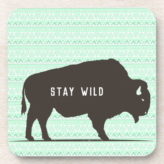 Blijf Wild Boho Buffalo Aanpasbaar Bier Onderzetter (Voorkant)