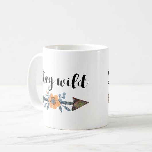 Blijf wild boho stijl waterverf mok (Voorkant links)