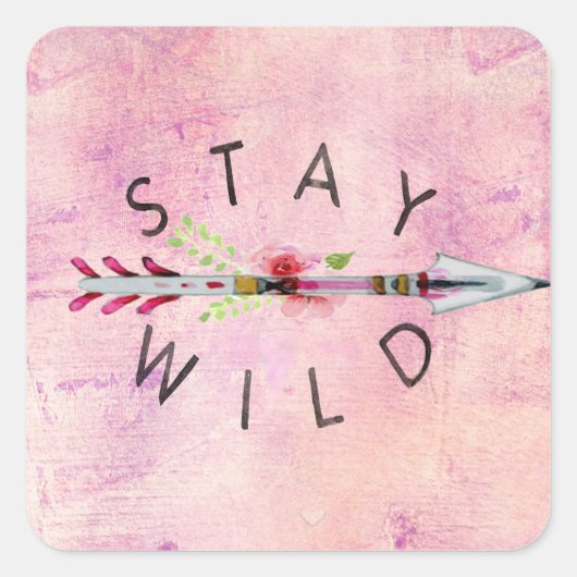 Blijf Wild Boho Style Art >> Roze >> Rozen >> Gyps Vierkante Sticker (Voorkant)
