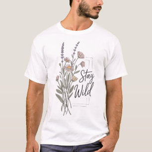 Blijf Wild Boho Wildflowers Minimalistisch T-shirt