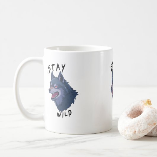 Blijf Wild Bold Wolf Spirit Koffiemok (Met donut)