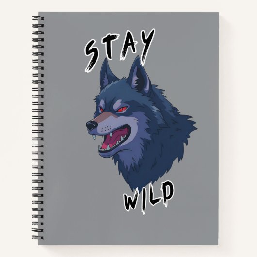 Blijf Wild Bold Wolf Spirit Notitieboek (Voorkant)