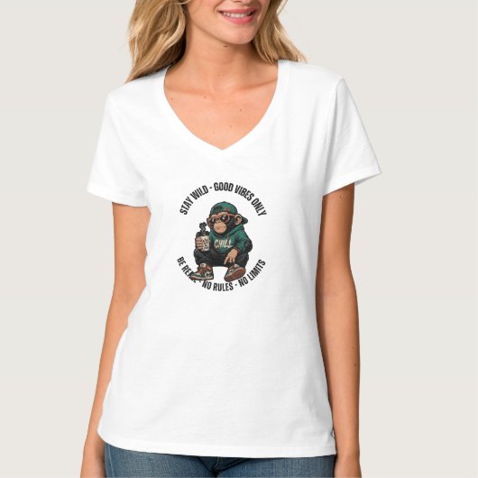 Blijf Wild Cool Chill Monkey T-Shirt (Voorkant)