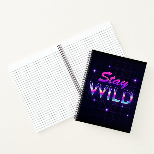 Blijf Wild Cool Retro 80s Vaporwave Notitieboek (Binnen)