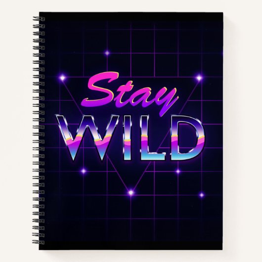 Blijf Wild Cool Retro 80s Vaporwave Notitieboek (Voorkant)