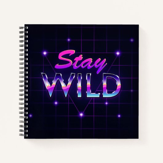 Blijf Wild Cool Retro 80s Vaporwave Notitieboek (Voorkant)