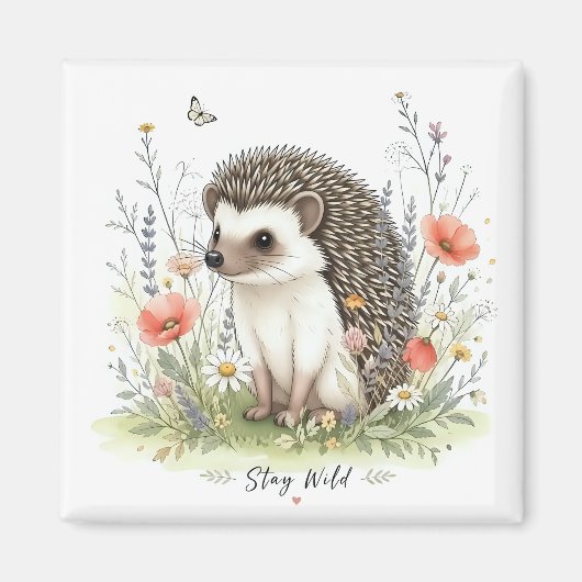 Blijf Wild Cute Egeltje Bosland  Magneet (Voorkant)
