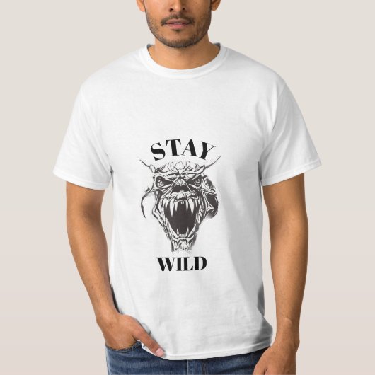 Blijf Wild Demonen Schedel T-Shirt (Voorkant)