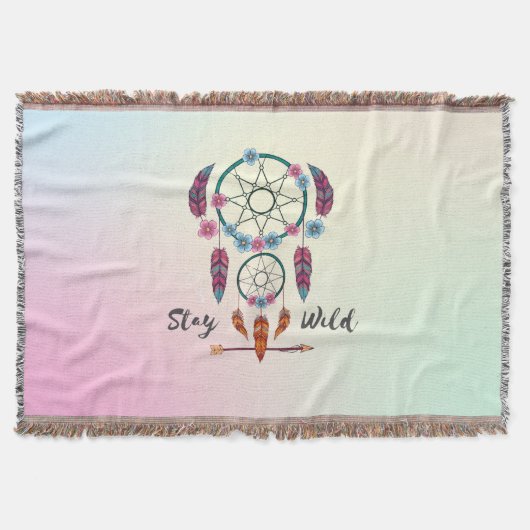 Blijf Wild Dreamcatcher Gooi – Boho Spring Layers Deken (Voorkant)
