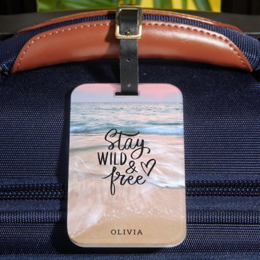 Blijf wild en gratis strandfotografie bagagelabel (Voorkant Insitu 2)