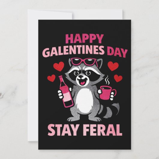 Blijf Wild Galentines Wasbeer Kaart (Voorkant)