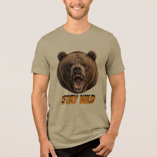 Blijf WILD Grizzlybeer Brullend - Wild O Tri-Blend Shirt