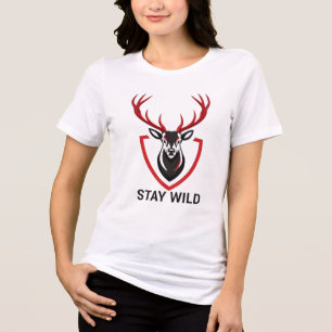Blijf Wild Herten Kop Tri-Blend Shirt