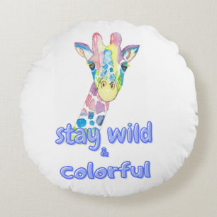 Blijf Wild & Kleurrijk – Cute Kleurrijke Giraffe W Rond Kussen