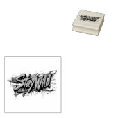 "Blijf Wild" - Levendig Graffiti-Style Tekstontwer Rubberstempel (Gestempeld)