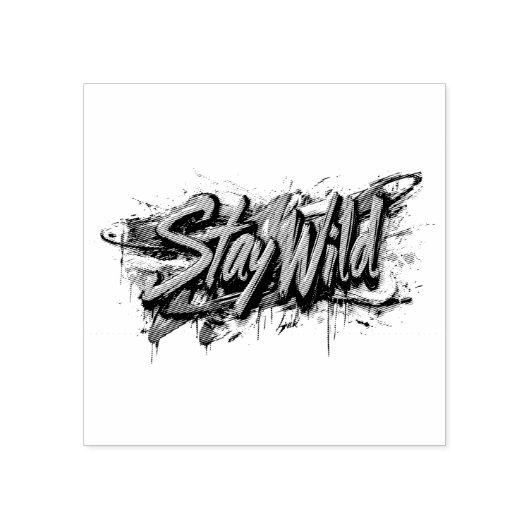 "Blijf Wild" - Levendig Graffiti-Style Tekstontwer Rubberstempel (Afrduk)