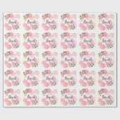 Blijf wild, luipaard print, roze cirkels cadeaupapier (Vlak)