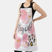 Blijf wild, luipaard print, roze cirkels schort (Insitu)