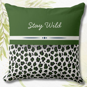 Blijf Wild Luipaardprint Jungle Groene Worp Kussen