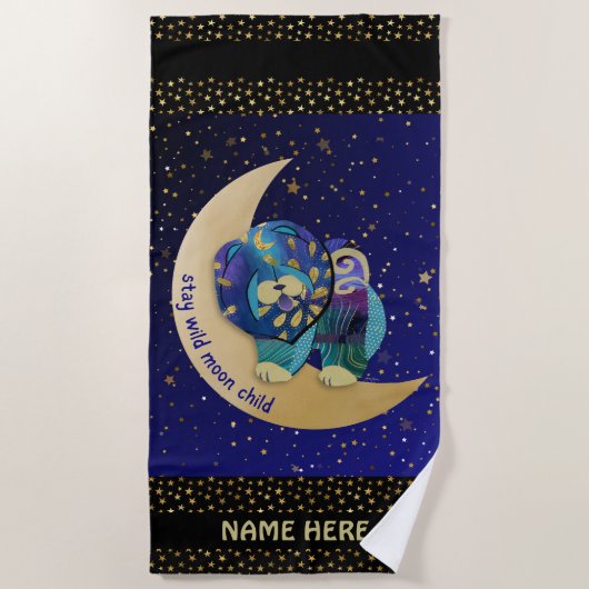 BLIJF WILD MAAN KIND Chow grooming tafel cover Strandlaken (Voorkant)