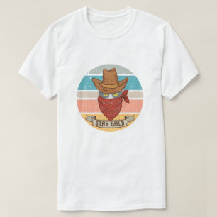 Blijf wild, meowdy texas cat meme cowboy t-shirt