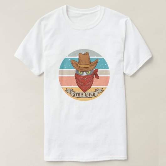 Blijf wild, meowdy texas cat meme cowboy t-shirt (Design voorkant)