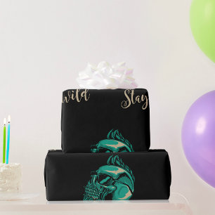 Blijf Wild Modern Baardige Schedel Cadeaupapier