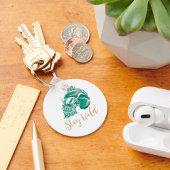Blijf Wild Modern Baardige Schedel Sleutelhanger