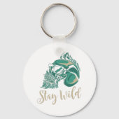 Blijf Wild Modern Baardige Schedel Sleutelhanger (Voorkant)