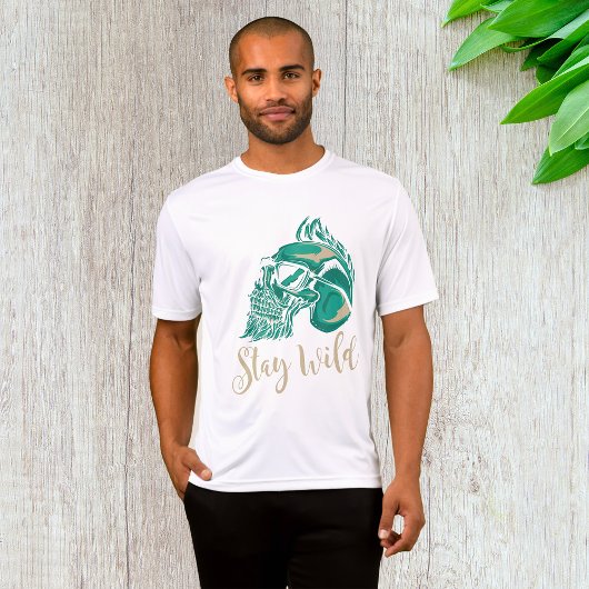 Blijf Wild Modern Baardige Schedel T-shirt