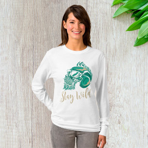 Blijf Wild Modern Baardige Schedel T-shirt