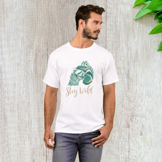 Blijf Wild Modern Baardige Schedel T-shirt