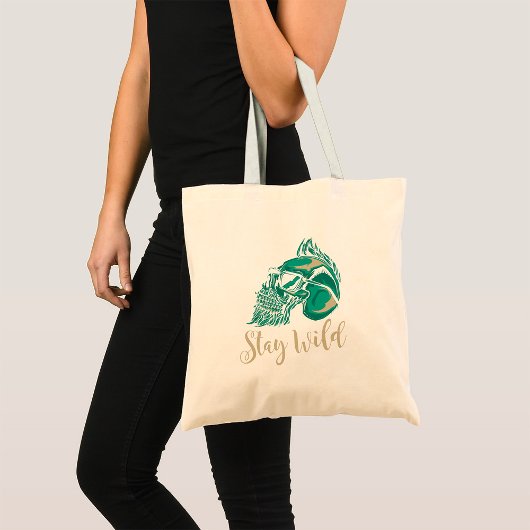 Blijf Wild Modern Baardige Schedel Tote Bag
