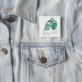 Blijf Wild Modern Baardige Schedel Vierkante Button 5,1 Cm (In situ)