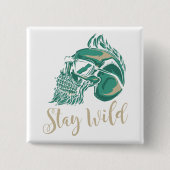 Blijf Wild Modern Baardige Schedel Vierkante Button 5,1 Cm (Voorkant)