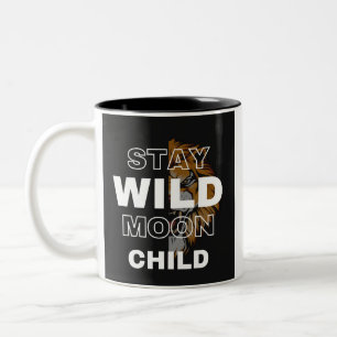 Blijf Wild Moon Child Boho Celestial Design Tweekleurige Koffiemok