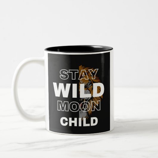 Blijf Wild Moon Child | Boho Celestial Design Tweekleurige Koffiemok (Links)