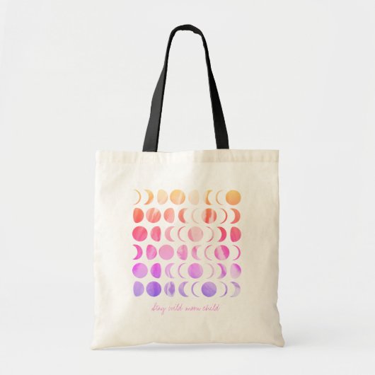 Blijf Wild Moon Child Celestial Phases of the Moon Tote Bag (Voorkant)