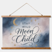 Blijf Wild Moon Child Celestial Spiritueel Hippie Hangend Wandkleed (Voorkant)