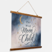 Blijf Wild Moon Child Celestial Spiritueel Hippie Hangend Wandkleed (Gebogen)