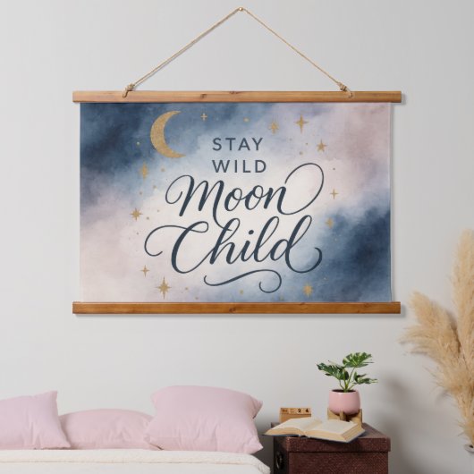 Blijf Wild Moon Child Celestial Spiritueel Hippie Hangend Wandkleed (Slaapkamer)