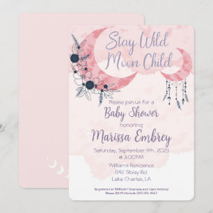 Blijf Wild Moon Child Hippie Baby shower Uitnodigi Kaart
