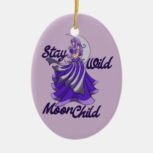 Blijf Wild Moon Child Moon Goddess Art MoonChild Keramisch Ornament (Voorkant)