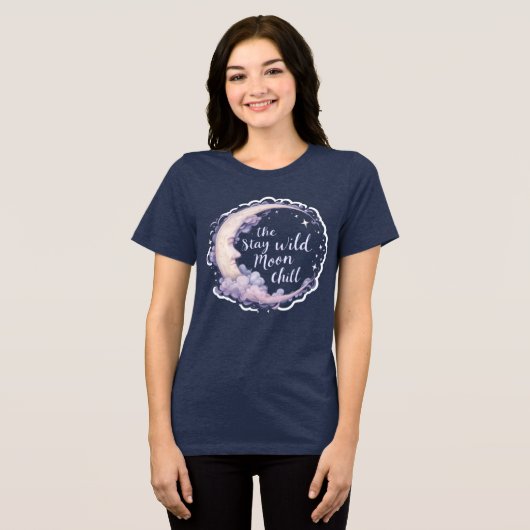 Blijf Wild Moon Chill - Celestial Calm Design Tri-Blend Shirt (Voorkant volledig)