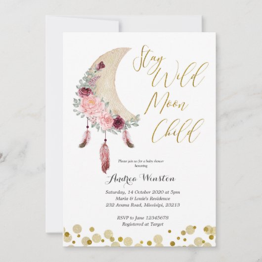 Blijf Wild Moon Kind Baby shower Uitnodiging (Voorkant)