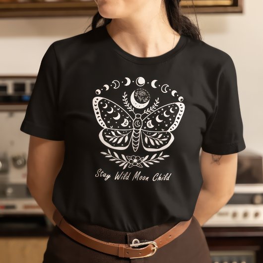Blijf Wild Moon Kind Mystieke Vlinder T-shirt