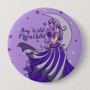 Blijf Wild Moon Klassiek Ronde Button 4,0 Cm