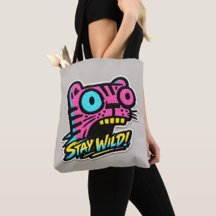 🐯✨ Blijf Wild! – Neon Tijger Boodschappentas 👜💥 Tote Bag