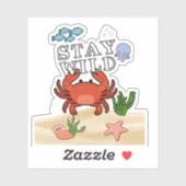 Blijf Wild Oceaan Onder De Zee Krab Sticker (Vel)