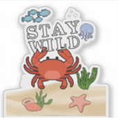 Blijf Wild Oceaan Onder De Zee Krab Sticker (Voorkant)